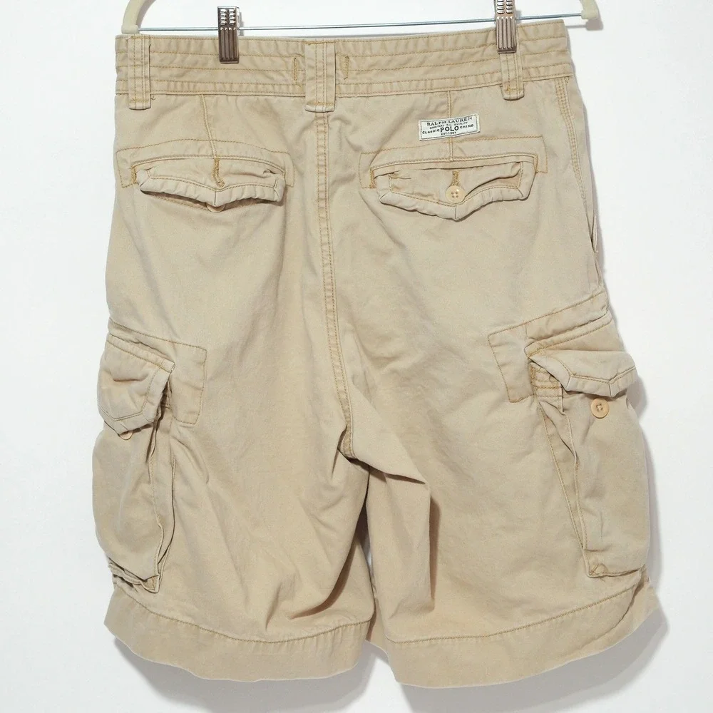 Polo Ralph Lauren  Cargo Shorts Mens Size 32 Khaki Cotton Small Flaw